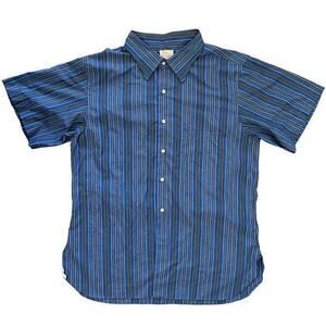 Vintage K. Tani Tokyo Striped Blue Short-Sleeve Button-Down Custom Men's Shirt